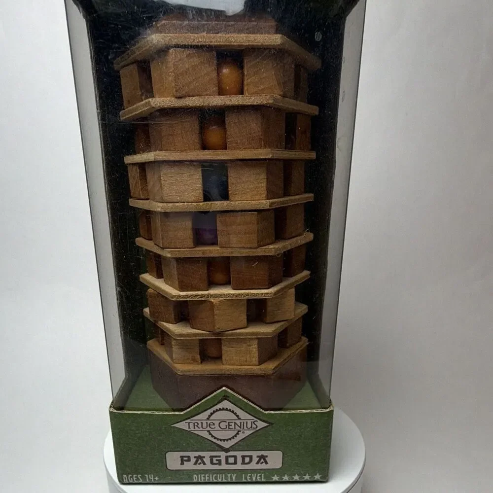 Project Genius True Genius Pagoda Wood Brain Teaser Puzzle, Recommended 14+